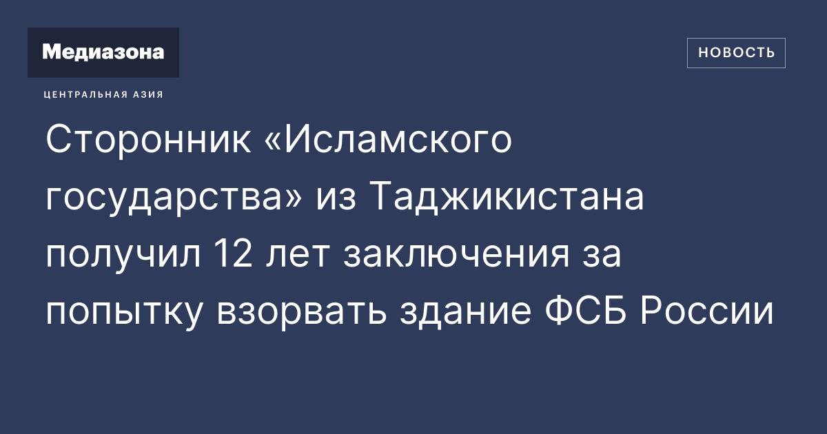 Сторонник «Исламского государства» из Таджикистана получил 12 лет ...